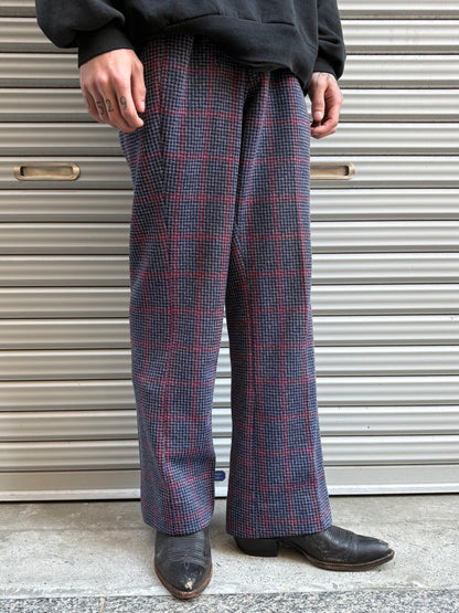 70’s～80’s 総柄フレアスラックス 千鳥柄