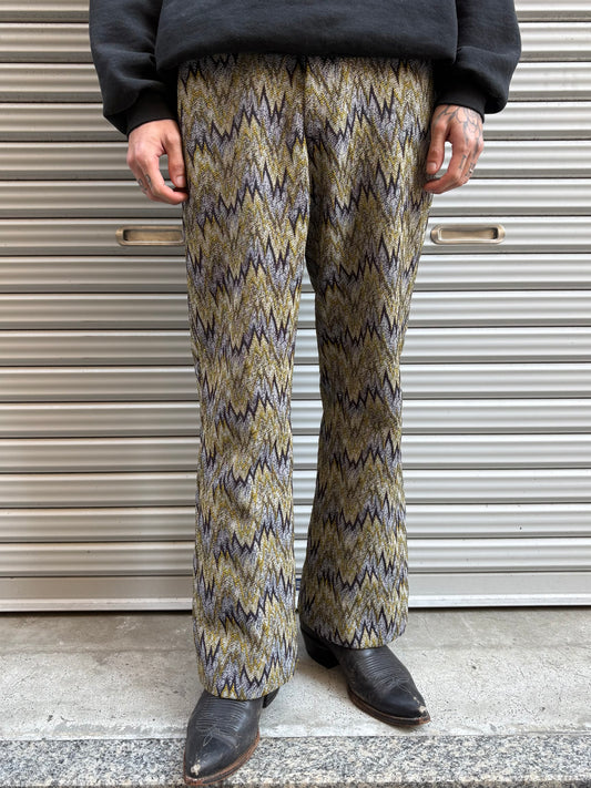 70’s～80’s 総柄フレアスラックス　サイケデリック柄