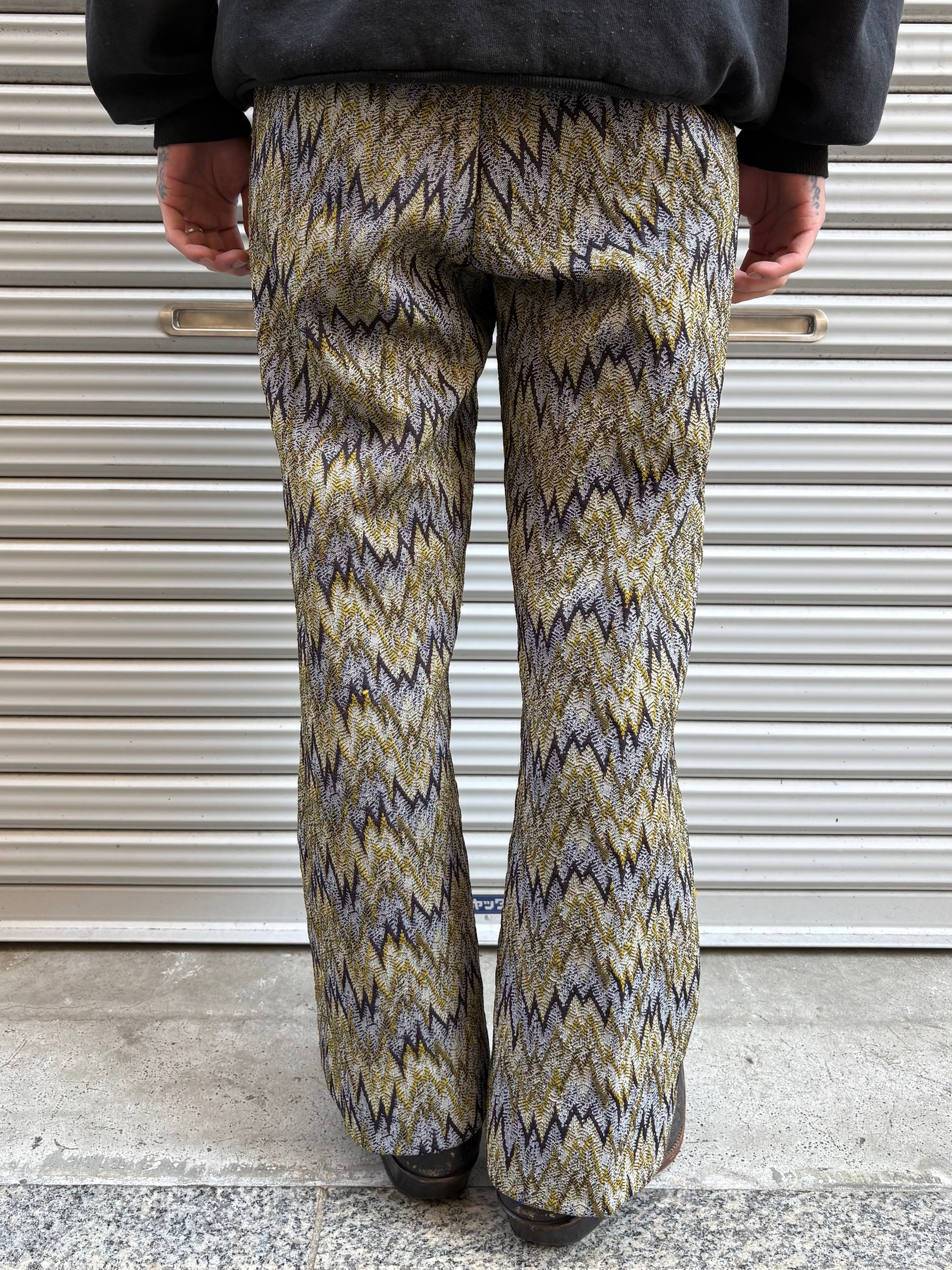 70’s～80’s 総柄フレアスラックス　サイケデリック柄