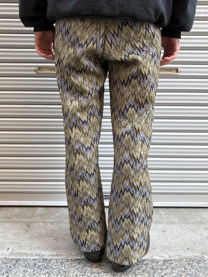 70’s～80’s 総柄フレアスラックス　サイケデリック柄