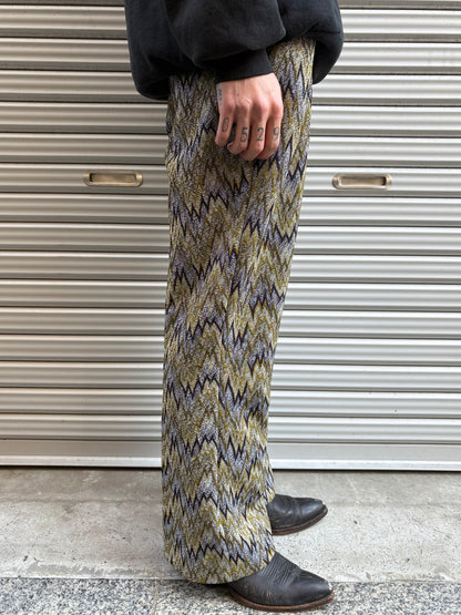 70’s～80’s 総柄フレアスラックス　サイケデリック柄