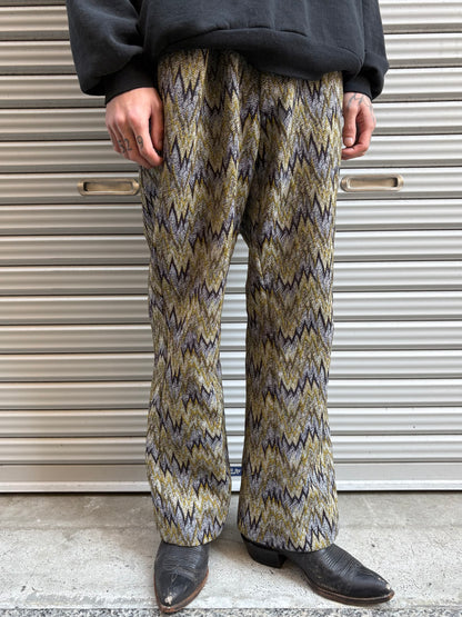 70’s～80’s 総柄フレアスラックス　サイケデリック柄