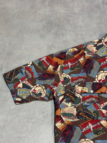 90's Polo by Ralph Lauren「総柄」レーヨンオープンカラーシャツ