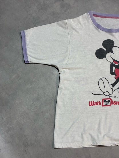 80's Walt Disney World 「白足ミッキーBILLネーム」キャラクターTシャツ