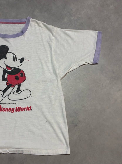 80's Walt Disney World 「白足ミッキーBILLネーム」キャラクターTシャツ