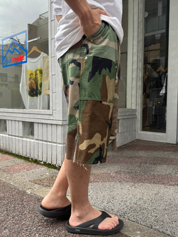 REMAKE  ARMY DOUBLE KNEE SHORTS