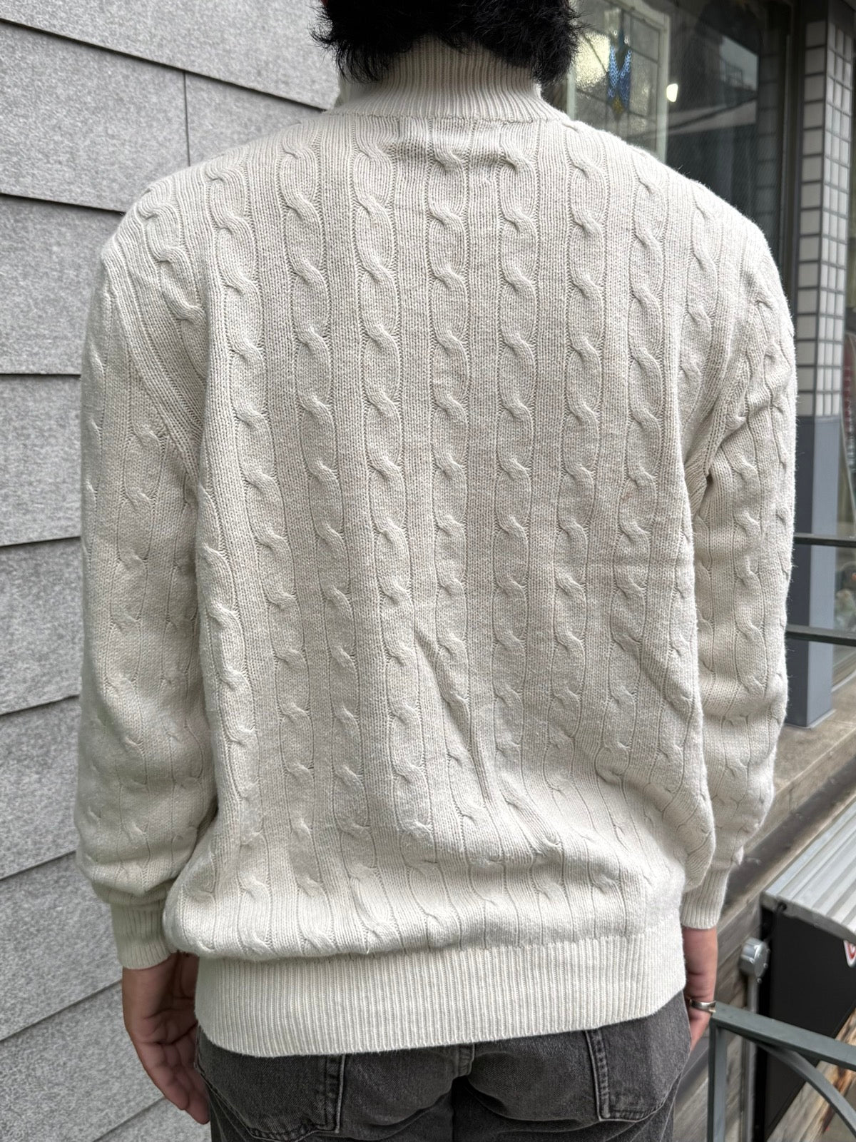 00's Polo by Ralph Lauren「Tussah Silk」ケーブルハーフジップニット