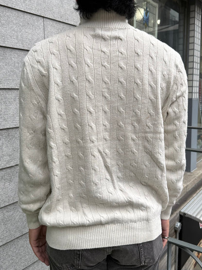 00's Polo by Ralph Lauren「Tussah Silk」ケーブルハーフジップニット