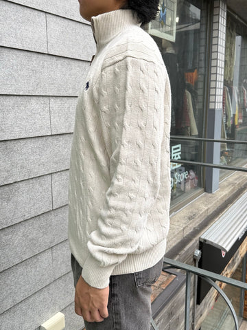 00's Polo by Ralph Lauren「Tussah Silk」ケーブルハーフジップニット