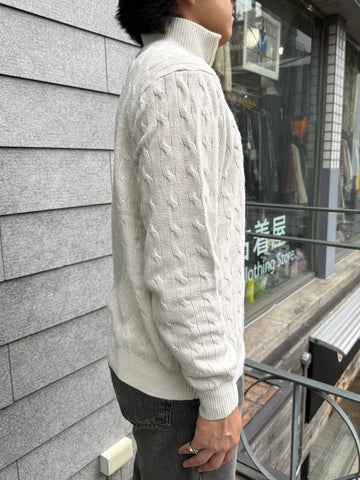 00's Polo by Ralph Lauren「Tussah Silk」ケーブルハーフジップニット