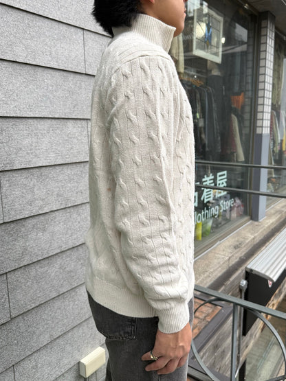 00's Polo by Ralph Lauren「Tussah Silk」ケーブルハーフジップニット