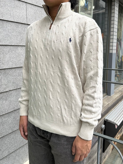 00's Polo by Ralph Lauren「Tussah Silk」ケーブルハーフジップニット