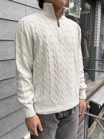 00's Polo by Ralph Lauren「Tussah Silk」ケーブルハーフジップニット