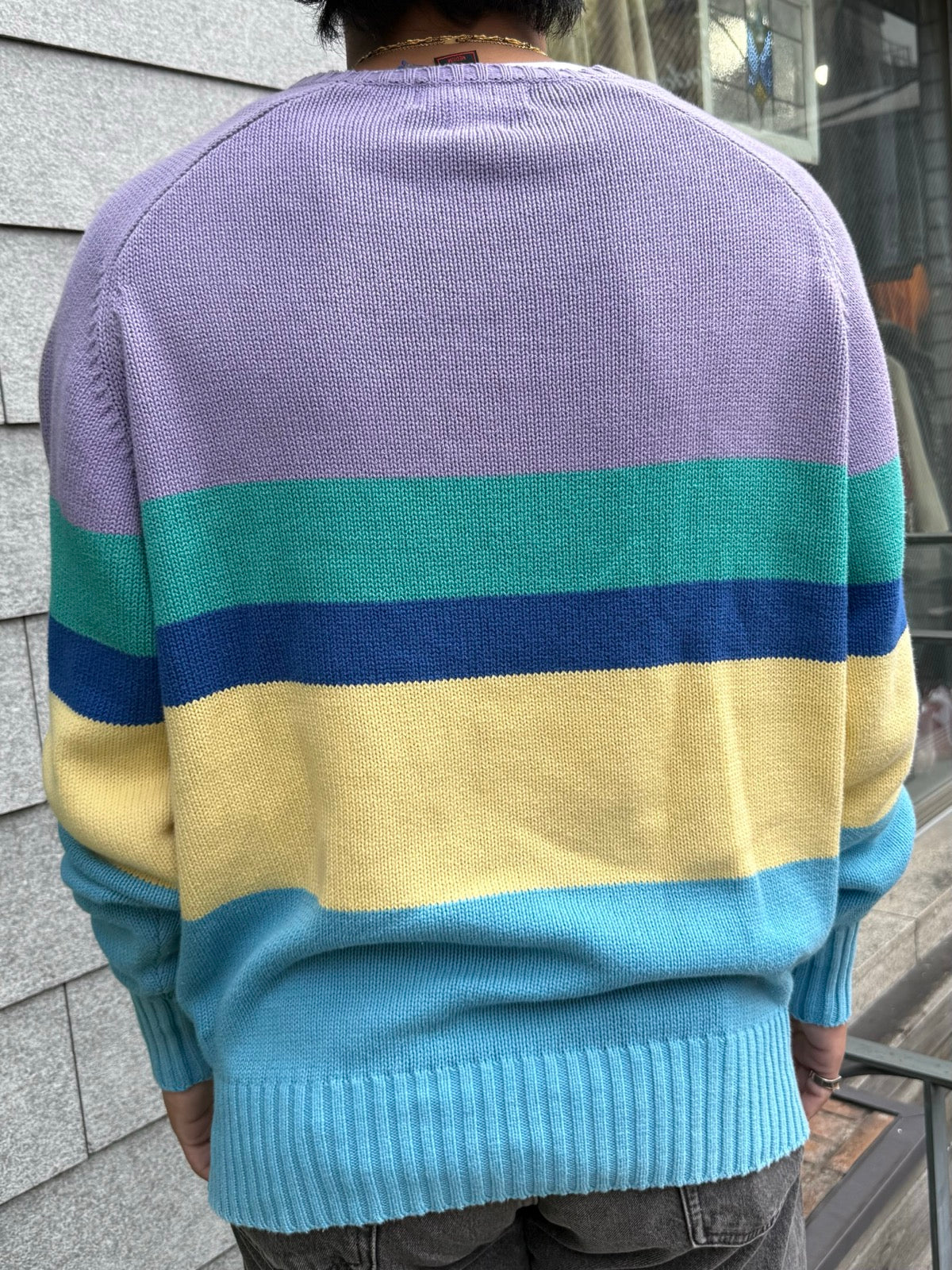 00's Polo by Ralph Lauren「Pastel Multi-Stripe」Vネックニット