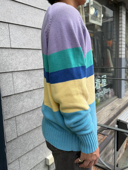 00's Polo by Ralph Lauren「Pastel Multi-Stripe」Vネックニット