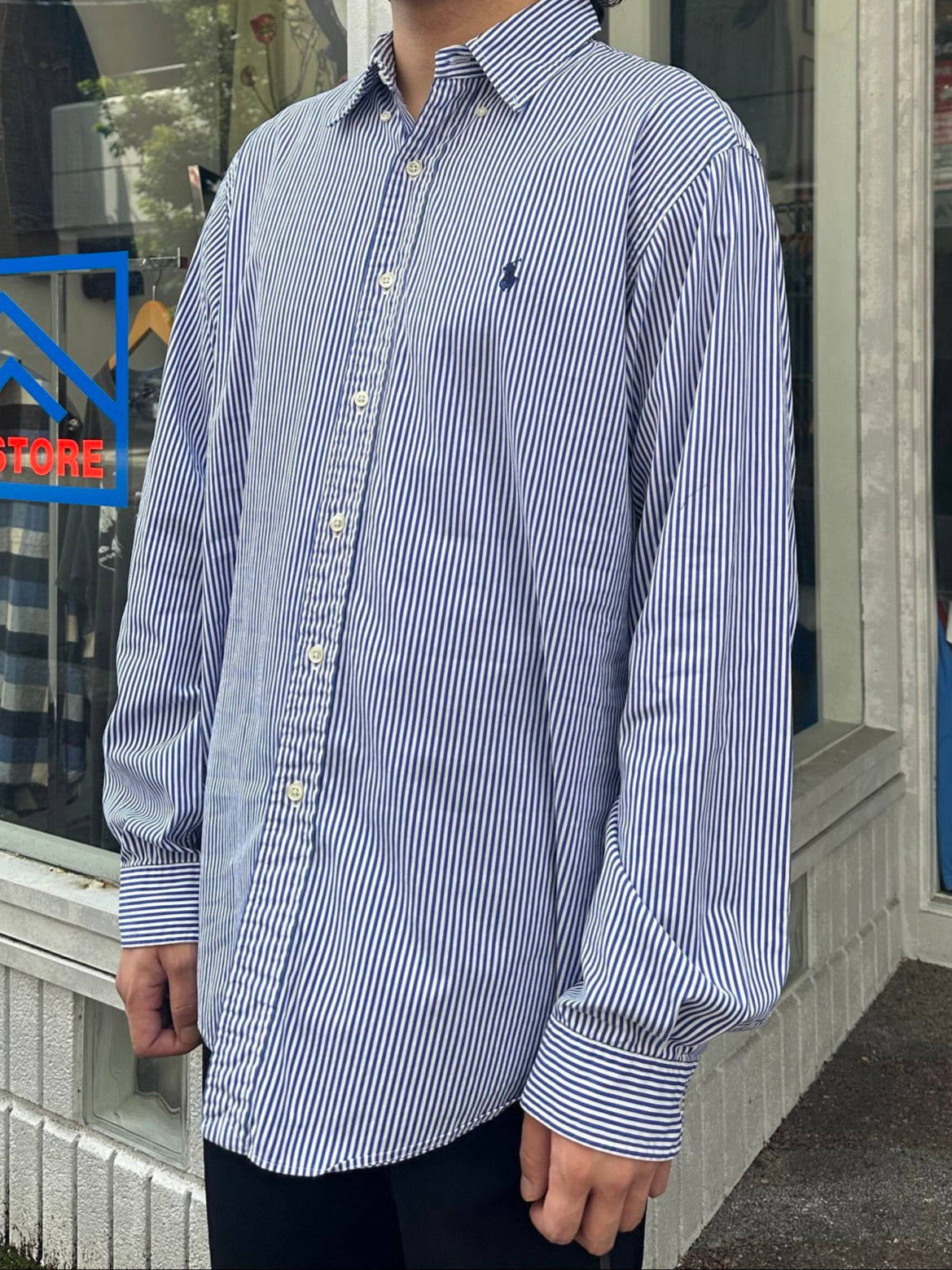 90's RALPH LAUREN「Custom Fit」ストライプシャツ