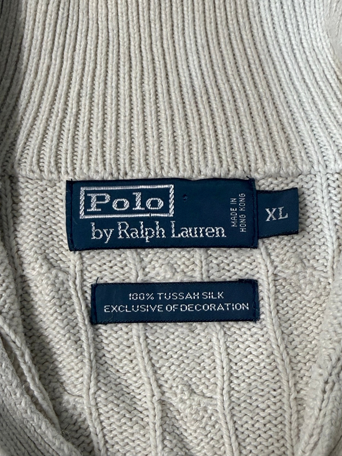 00's Polo by Ralph Lauren「Tussah Silk」ケーブルハーフジップニット