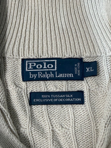 00's Polo by Ralph Lauren「Tussah Silk」ケーブルハーフジップニット