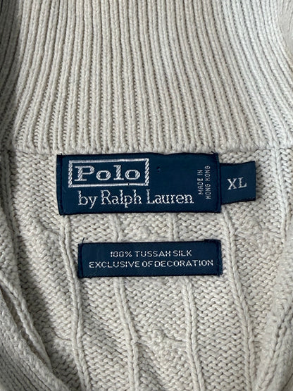 00's Polo by Ralph Lauren「Tussah Silk」ケーブルハーフジップニット