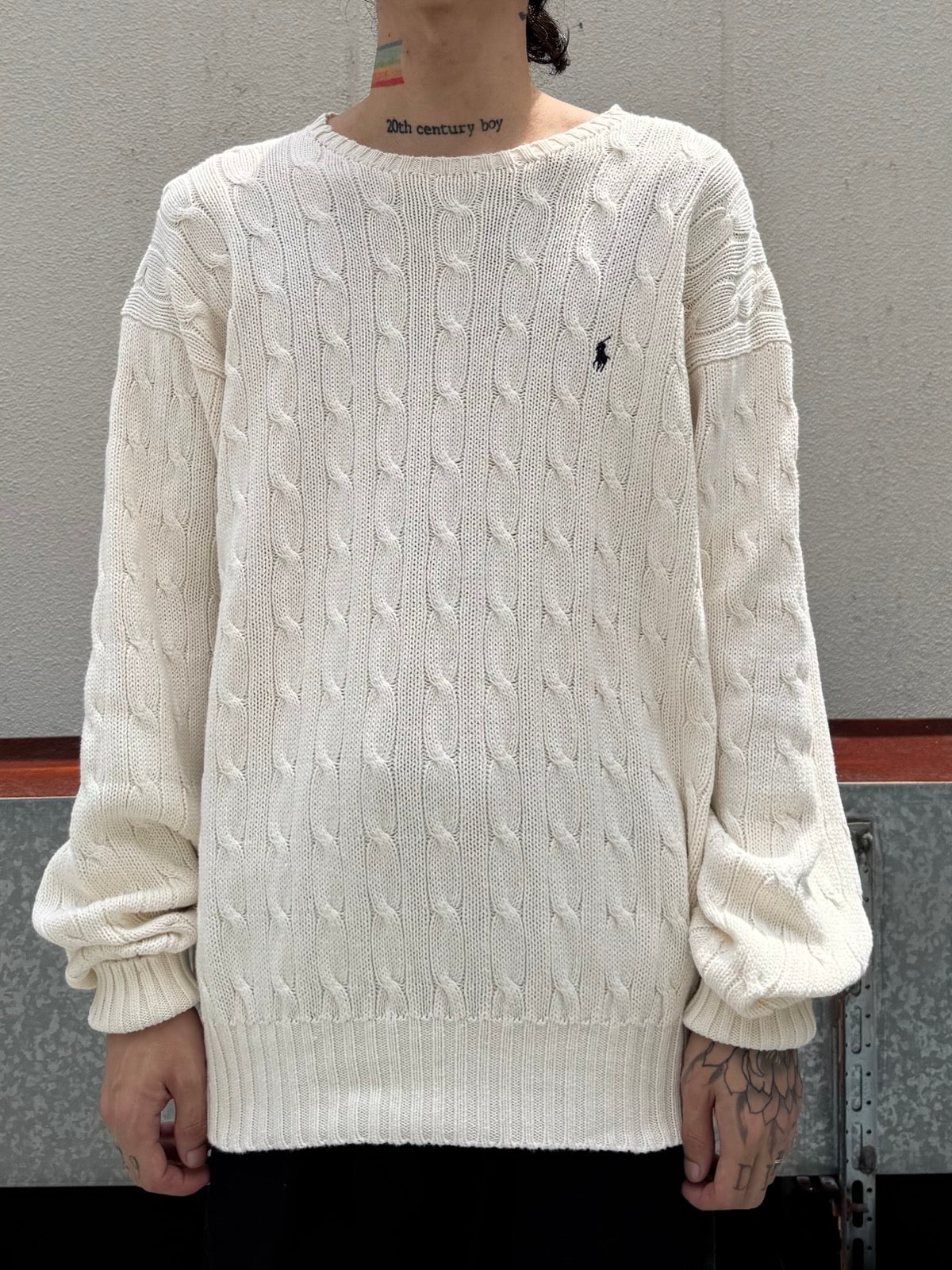 90's「RALPH LAUREN」コットンケーブルニット