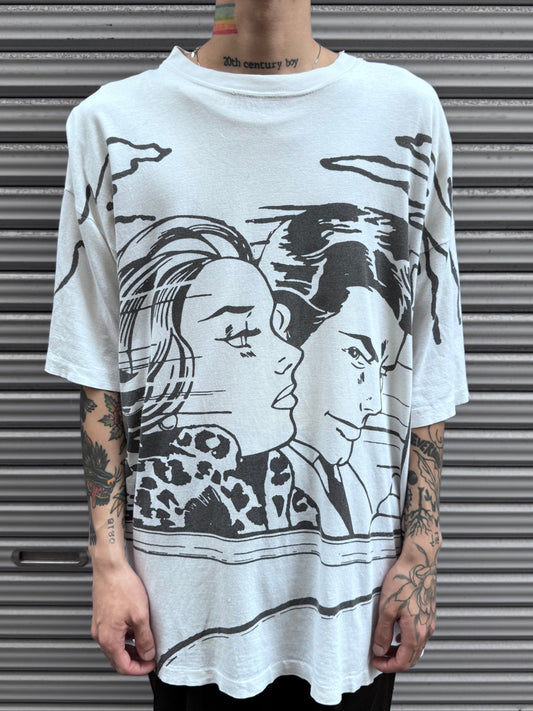 90’s 「Over Print」ホワイトTシャツ