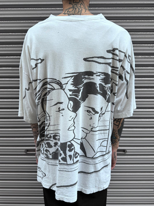 90’s 「Over Print」ホワイトTシャツ