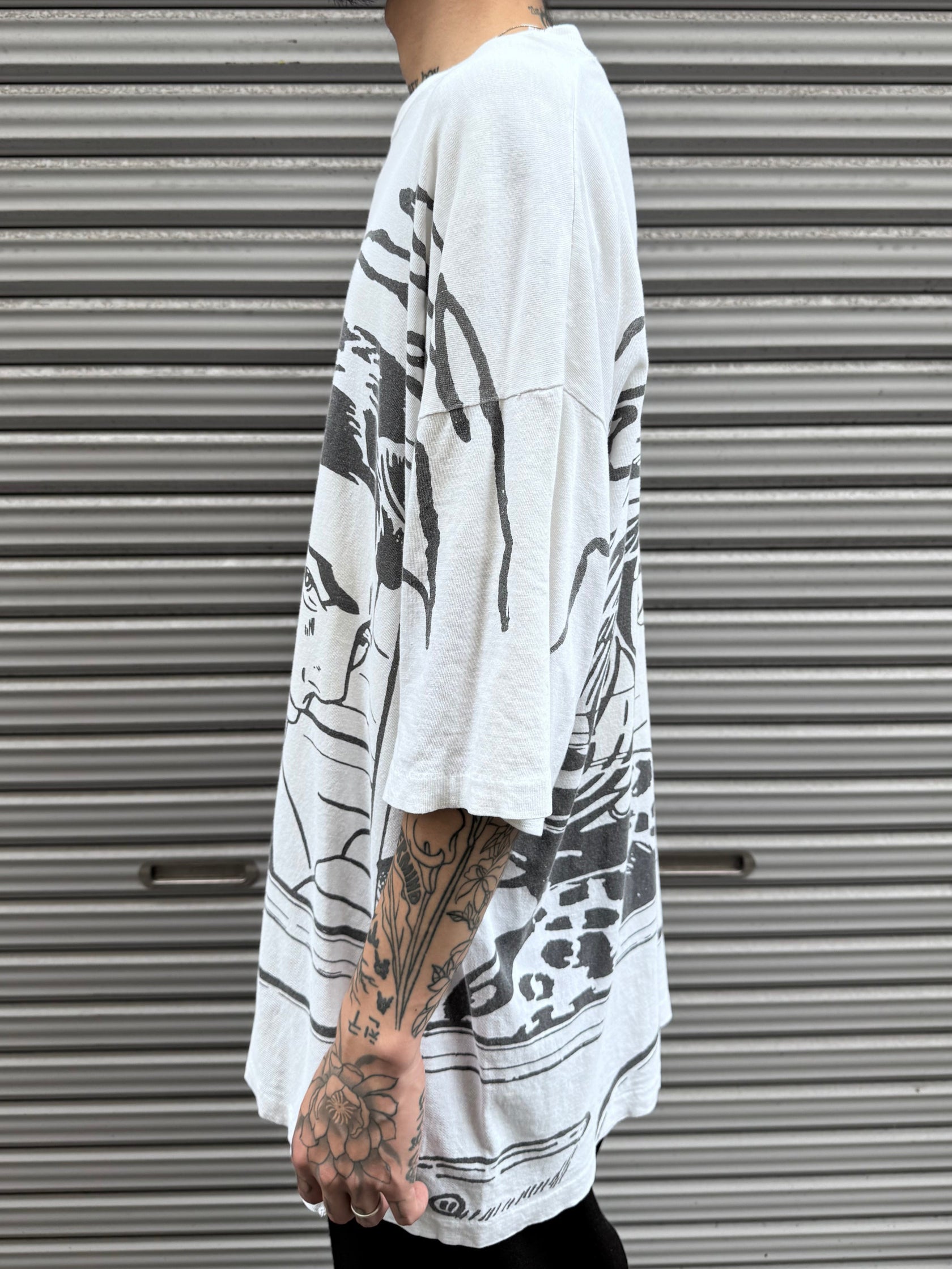 90’s 「Over Print」ホワイトTシャツ