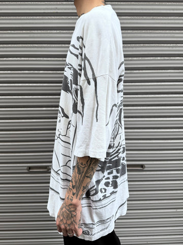 90’s 「Over Print」ホワイトTシャツ