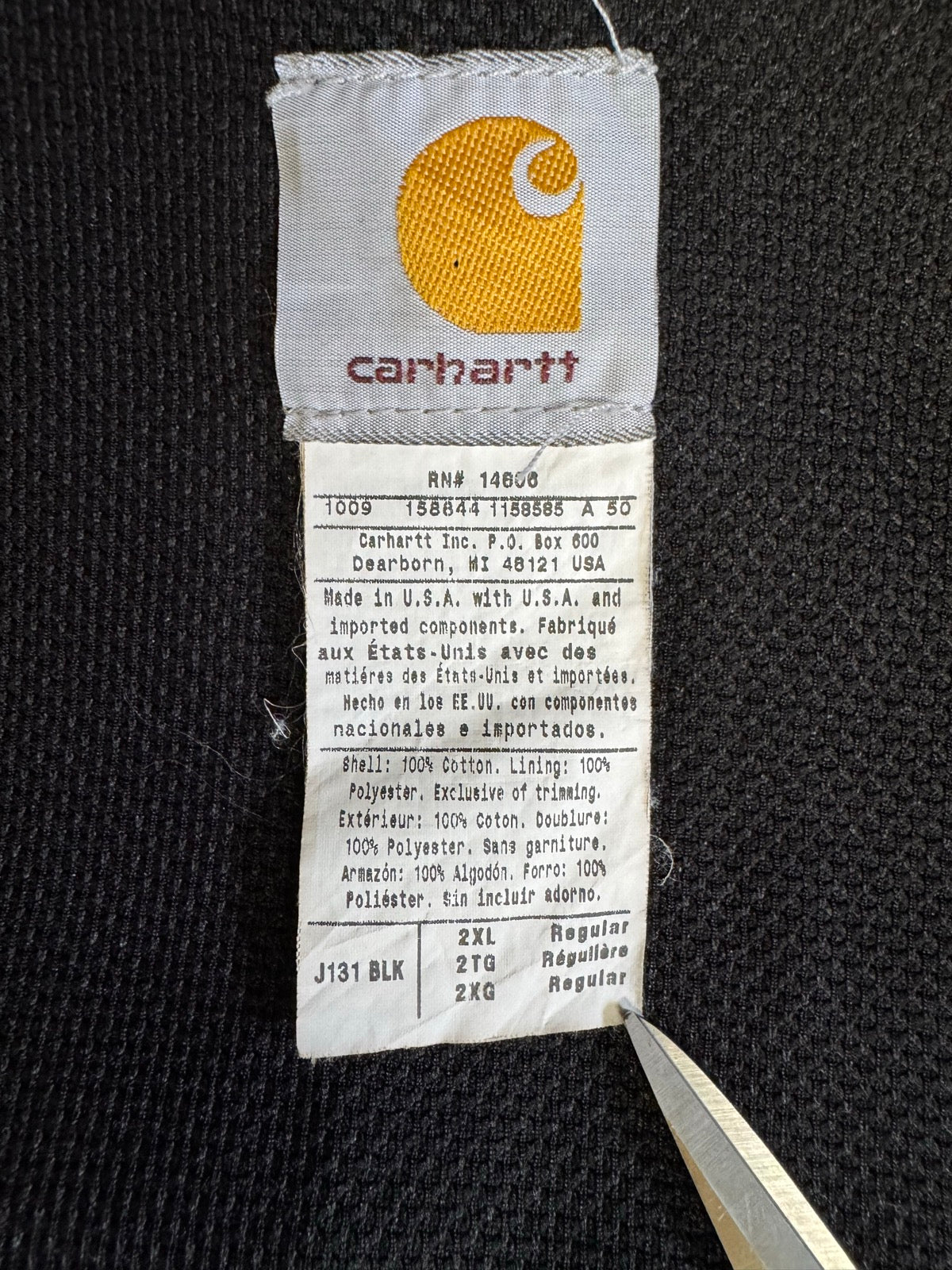 カーハートmade in USA アクティブジャケット　J131BLK Carhartt（カーハート） J131 サーマル ラインド ダック アクティブ