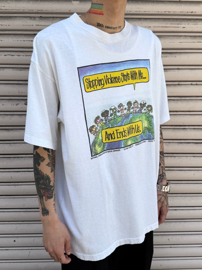 90's「Stopping Violence」アートTシャツ