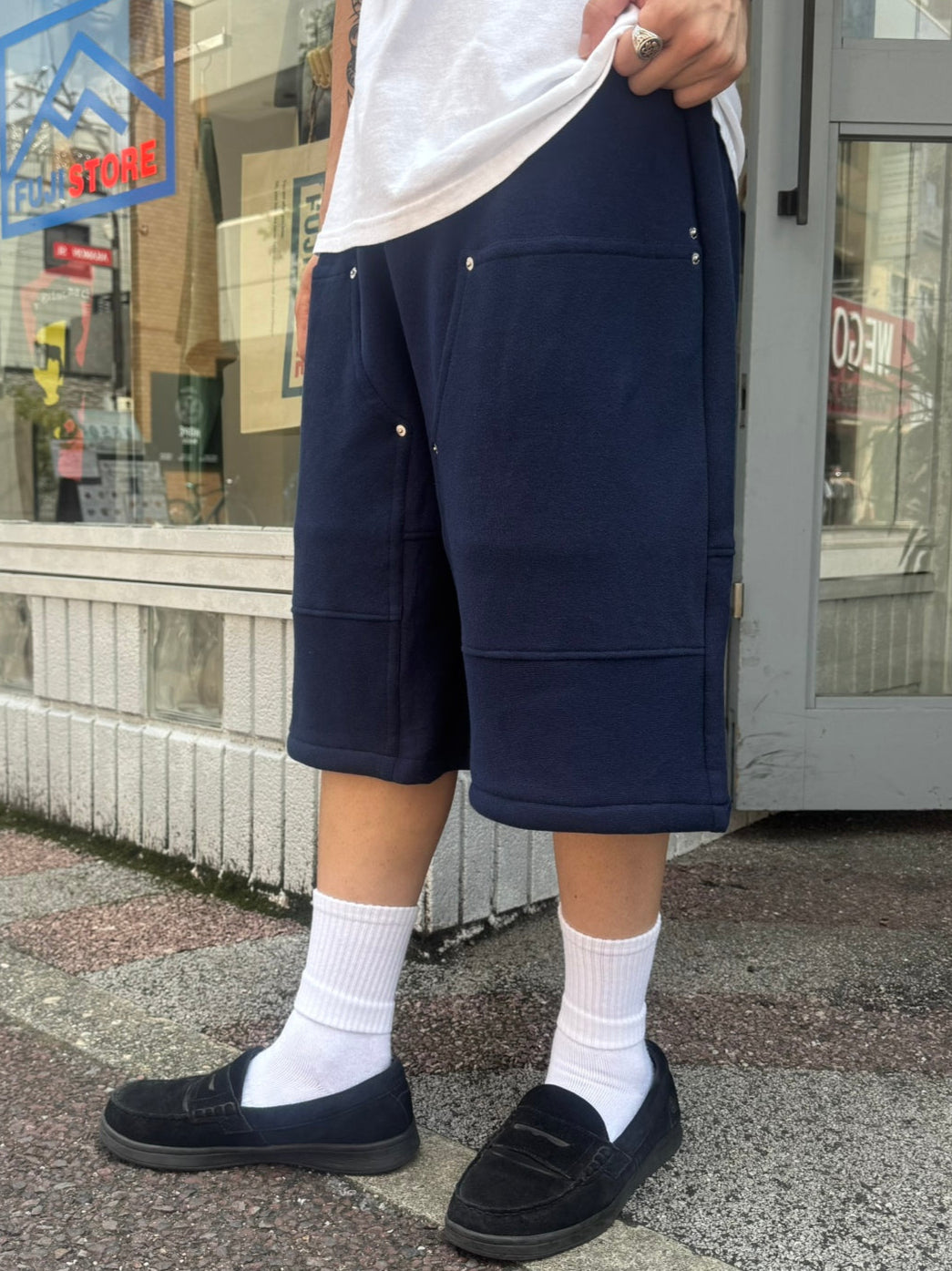 REMAKE  SWEATS DOUBLE KNEE SHORTS