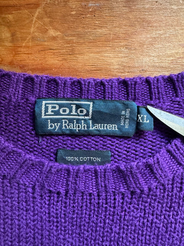 90's RALPH LAUREN ワンポイントコットンニットセーター