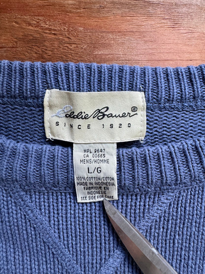 90's EDDIE BAUER 前Vガゼットコットンニット
