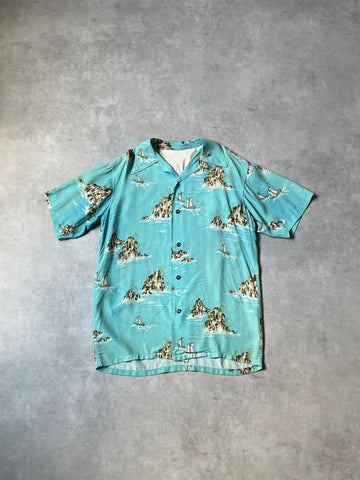 50's VINTAGEアロハシャツ オープンカラー 総柄