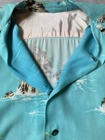 50's VINTAGEアロハシャツ オープンカラー 総柄