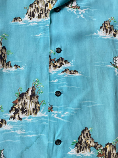 50's VINTAGEアロハシャツ オープンカラー 総柄
