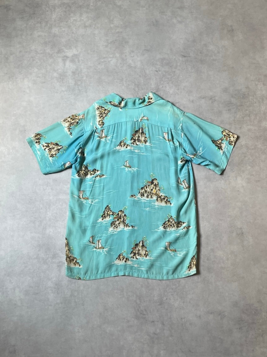 50's VINTAGEアロハシャツ オープンカラー 総柄