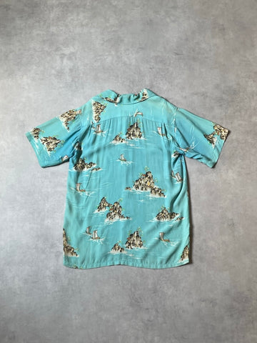 50's VINTAGEアロハシャツ オープンカラー 総柄