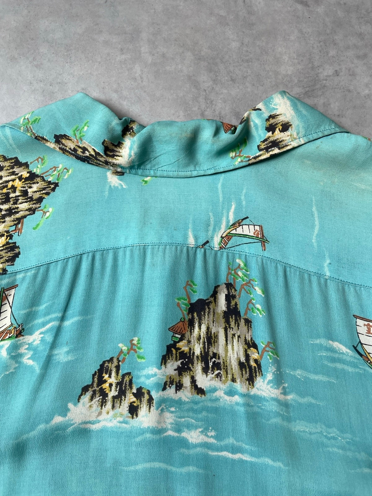 50's VINTAGEアロハシャツ オープンカラー 総柄