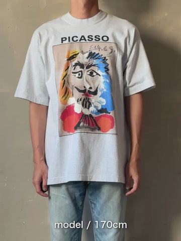95's PABLO PICASSO「想像の中の肖像 5.6.69」USA製 アートTシャツ